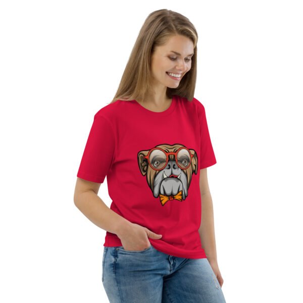 Stylish Bulldog Nerdy Cool Dog Design - Unisex organic cotton t-shirt - Image 46