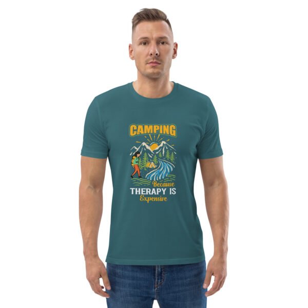 Camping Because Therapy Is Expensive T-Shirt – Outdoor Adventure - Unisex organic cotton t-shirt - Image 42