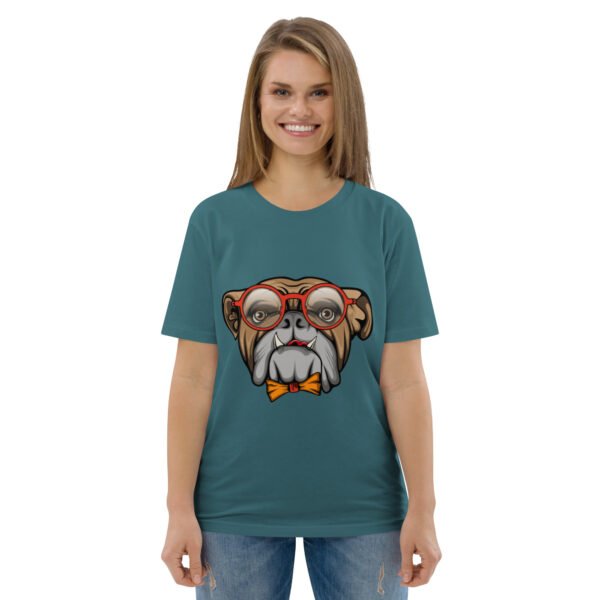Stylish Bulldog Nerdy Cool Dog Design - Unisex organic cotton t-shirt - Image 49