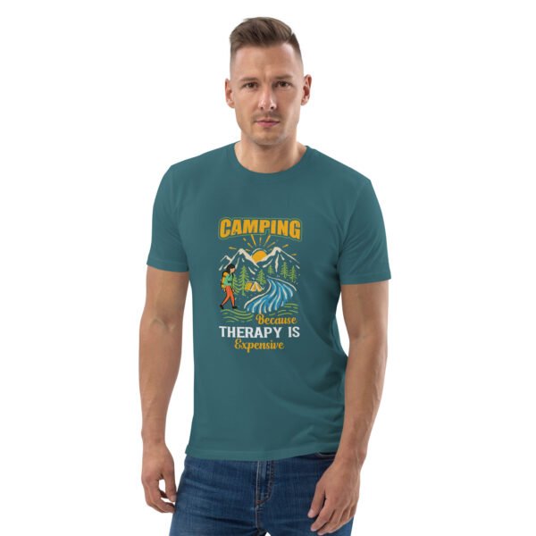 Camping Because Therapy Is Expensive T-Shirt – Outdoor Adventure - Unisex organic cotton t-shirt - Image 41