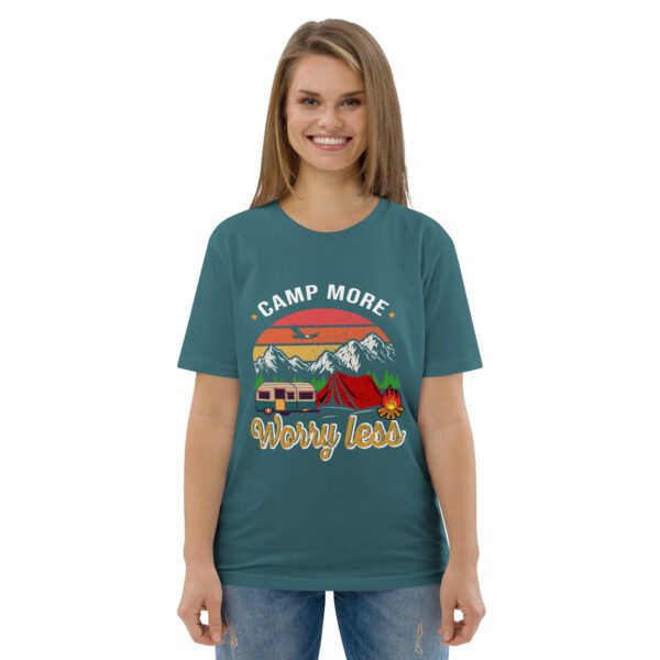 Camp More, Worry Less – Relaxed Outdoor Adventure - Unisex organic cotton t-shirt - Image 41