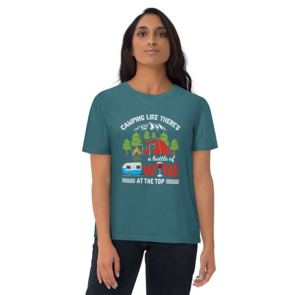 Fun "Camping & Wine" for Outdoor & Wine Lovers - Unisex organic cotton t-shirt - Image 11