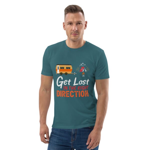 "Get Lost in the Right Direction" Camping & Adventure - Unisex organic cotton t-shirt - Image 41