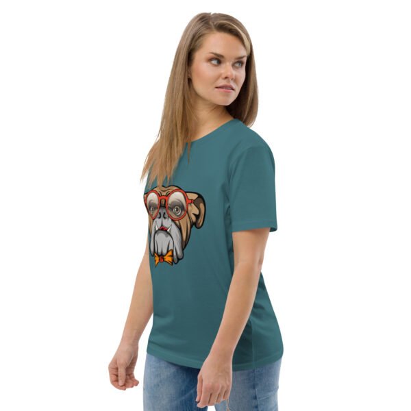 Stylish Bulldog Nerdy Cool Dog Design - Unisex organic cotton t-shirt - Image 53