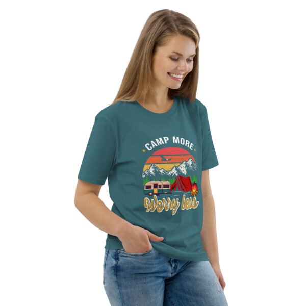 Camp More, Worry Less – Relaxed Outdoor Adventure - Unisex organic cotton t-shirt - Image 46
