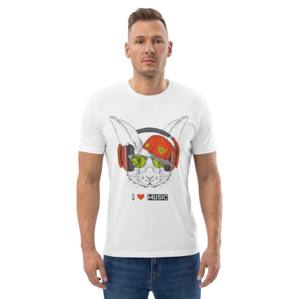 I Love Music Rabbit with Headphones and Cap - Unisex organic cotton t-shirt - Image 34