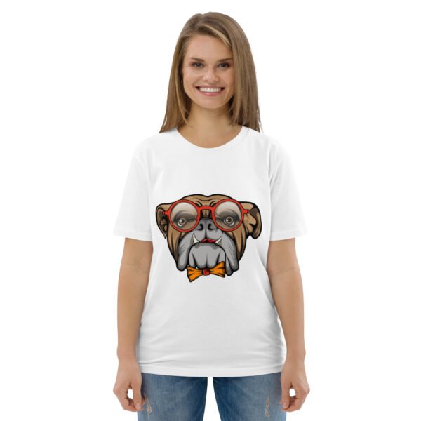 Stylish Bulldog Nerdy Cool Dog Design - Unisex organic cotton t-shirt - Image 65