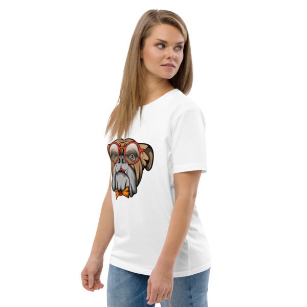 Stylish Bulldog Nerdy Cool Dog Design - Unisex organic cotton t-shirt - Image 69