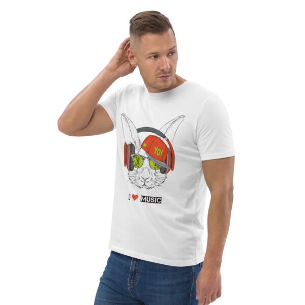 I Love Music Rabbit with Headphones and Cap - Unisex organic cotton t-shirt - Image 38