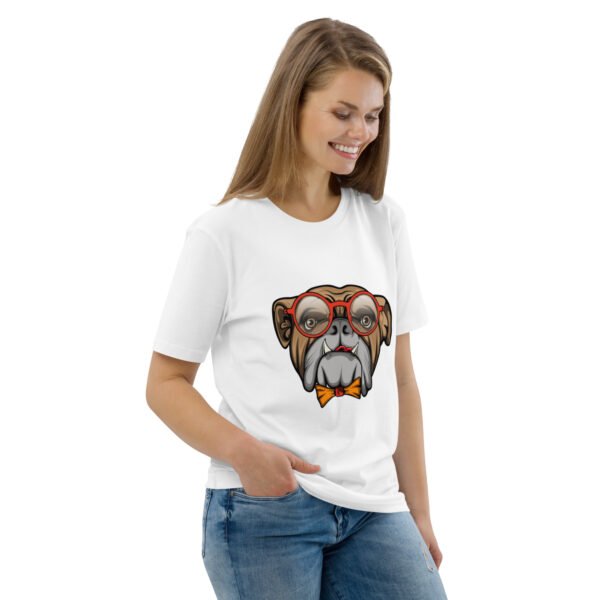 Stylish Bulldog Nerdy Cool Dog Design - Unisex organic cotton t-shirt - Image 70