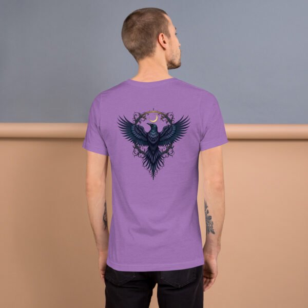 Gothic Raven and Crescent Moon Purple - Unisex t-shirt - Image 2