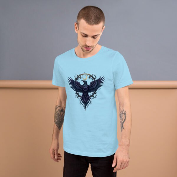 Gothic Raven and Crescent Moon Purple - Unisex t-shirt - Image 5