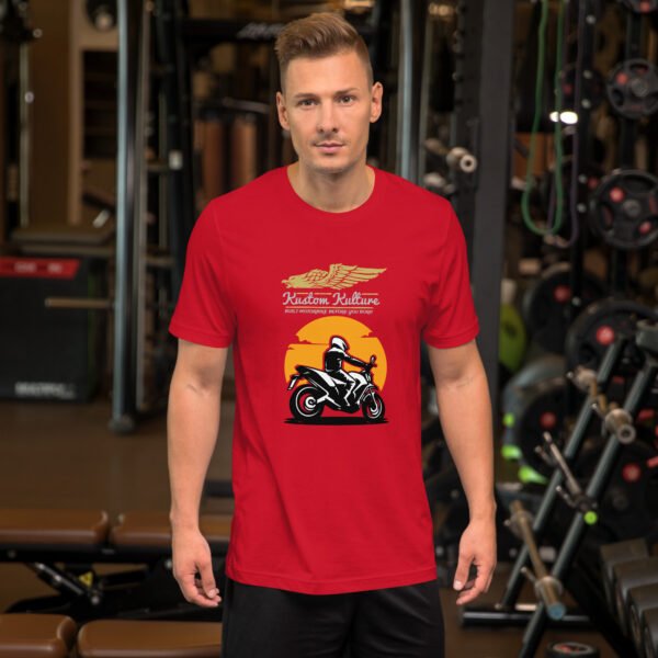 Kustom Kulture – Retro Motorcycle Sunset - Unisex t-shirt - Image 3
