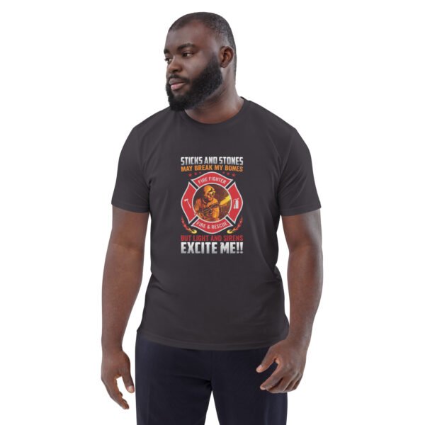 Firefighter Excitement – Lights & Sirens - Unisex organic cotton t-shirt - Image 19