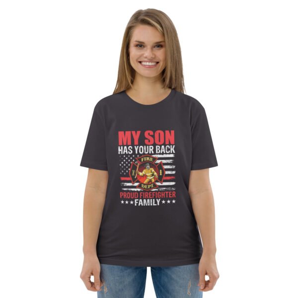 Proud Firefighter Family – My Son Has Your Back - Unisex organic cotton t-shirt - Image 25