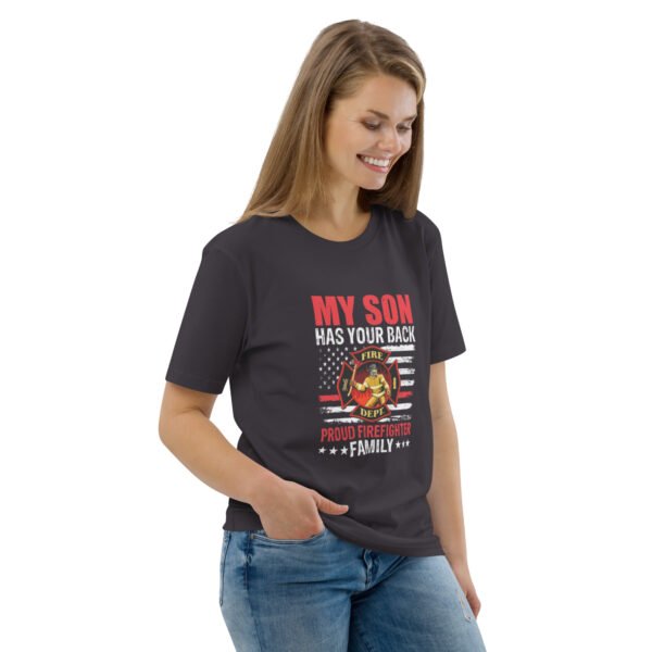 Proud Firefighter Family – My Son Has Your Back - Unisex organic cotton t-shirt - Image 30