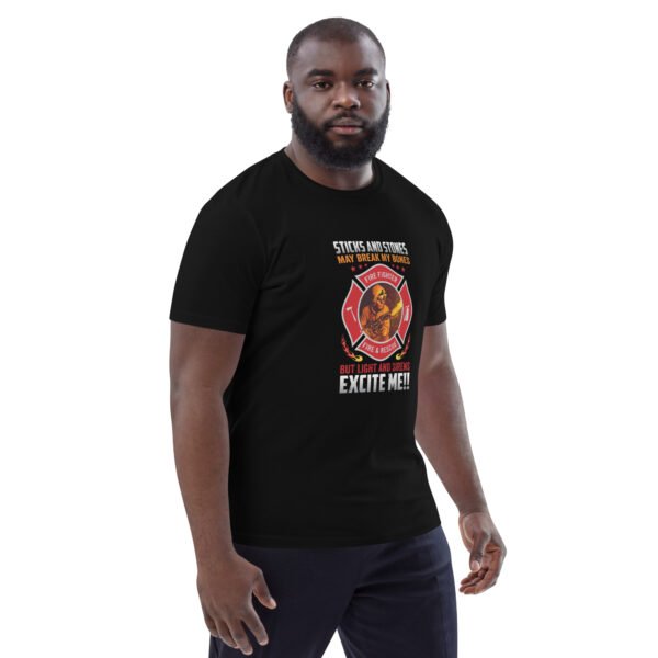 Firefighter Excitement – Lights & Sirens - Unisex organic cotton t-shirt - Image 6