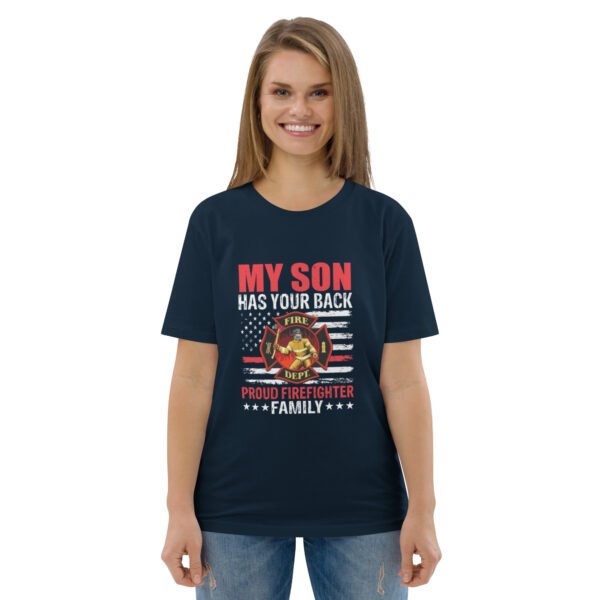 Proud Firefighter Family – My Son Has Your Back - Unisex organic cotton t-shirt - Image 9