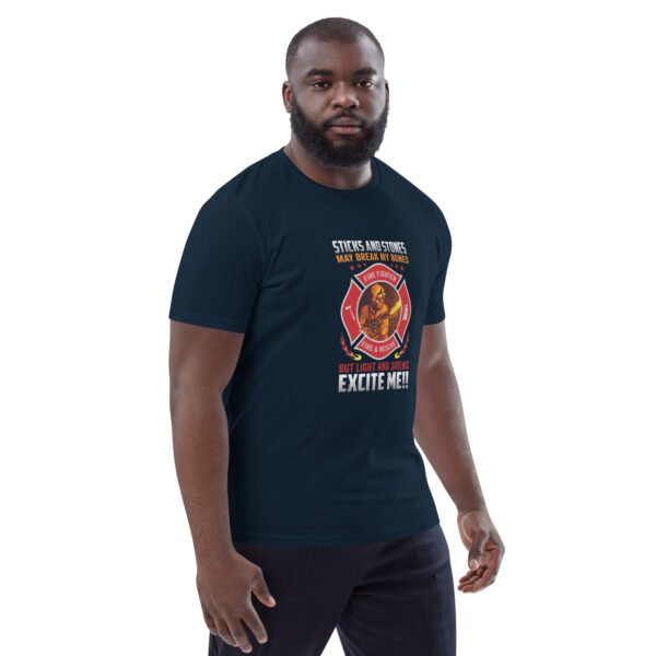 Firefighter Excitement – Lights & Sirens - Unisex organic cotton t-shirt - Image 12