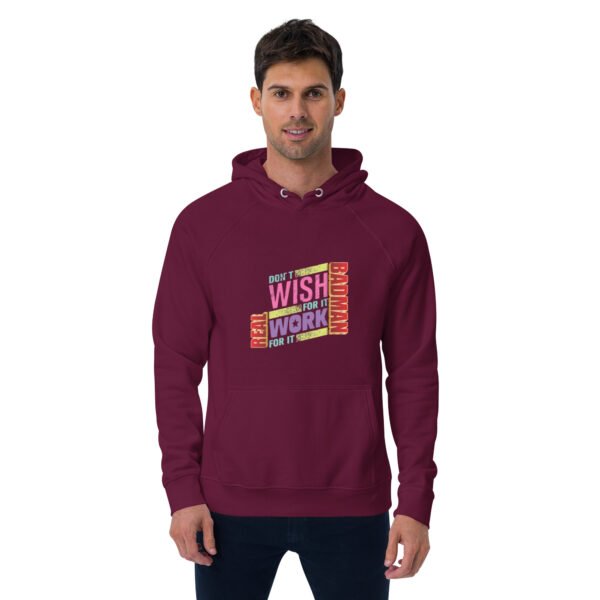 Real Badman Hustle Hoodie – Work For It Edition - Unisex eco raglan hoodie - Image 10