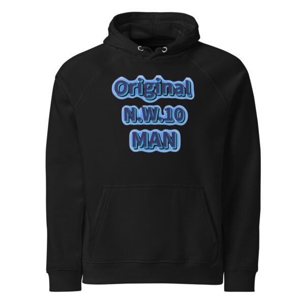 Original N.W.10 Man Hoodie – West London Statement Streetwear - Unisex eco raglan hoodie