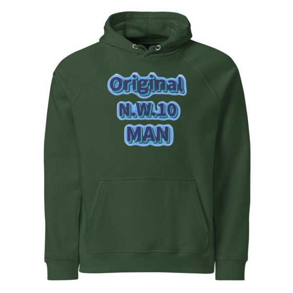 Original N.W.10 Man Hoodie – West London Statement Streetwear - Unisex eco raglan hoodie - Image 9