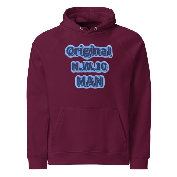 Original N.W.10 Man Hoodie – West London Statement Streetwear - Unisex eco raglan hoodie - Image 5