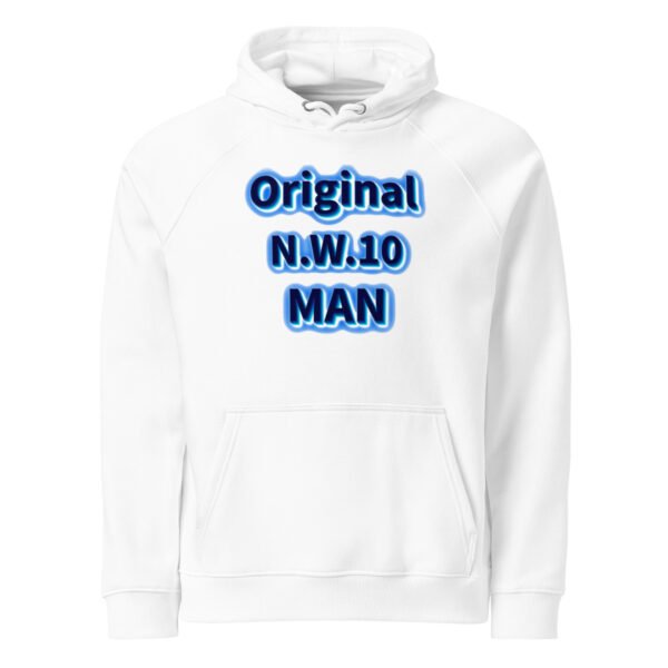 Original N.W.10 Man Hoodie – West London Statement Streetwear - Unisex eco raglan hoodie - Image 13
